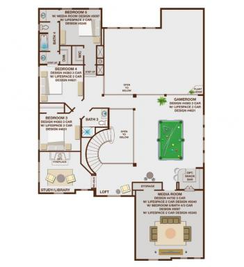 Second Floor with Media Room and Bedroom 5/Bath 4
