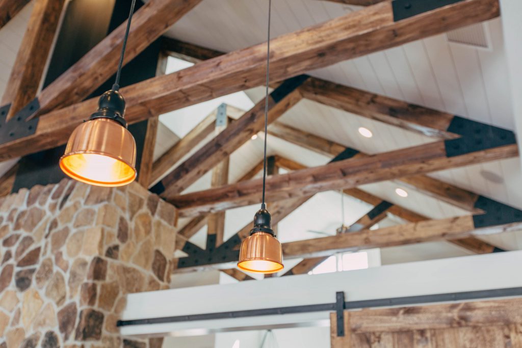 ceiling with warm lights hanging