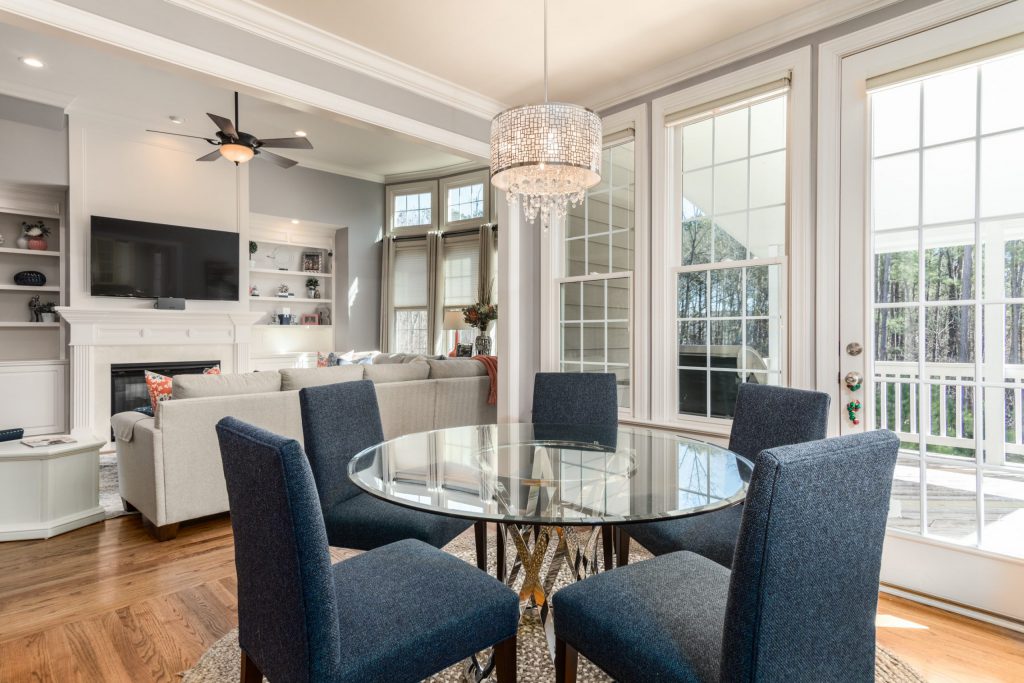 kitchen table with view of living room
