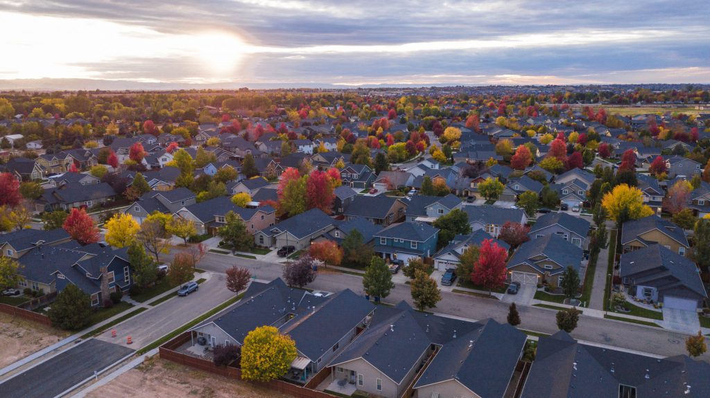 home neighborhood from sky view